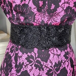 Beautiful Black Formal Beaded Belt; 27 to 30 inches long